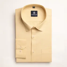 Cream Color Solid Pure Cotton For Men