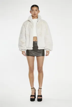 Cream Faux-Fur Bomber-Jacket