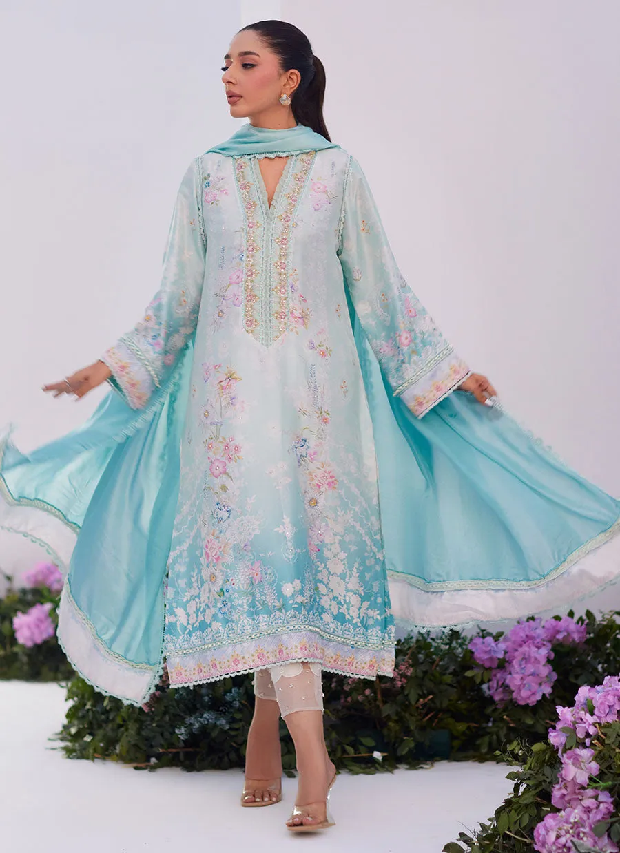 Cyan Ombre Shirt and Dupatta