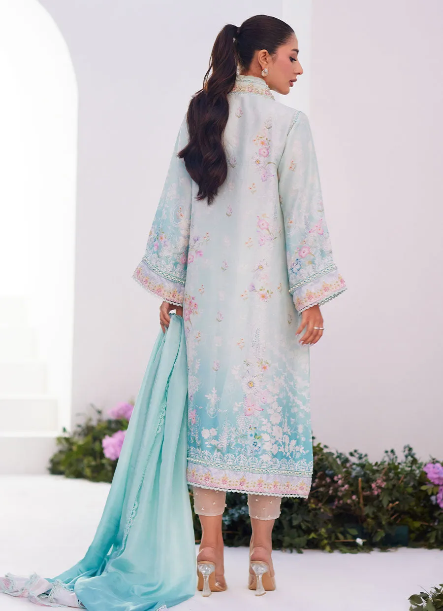 Cyan Ombre Shirt and Dupatta