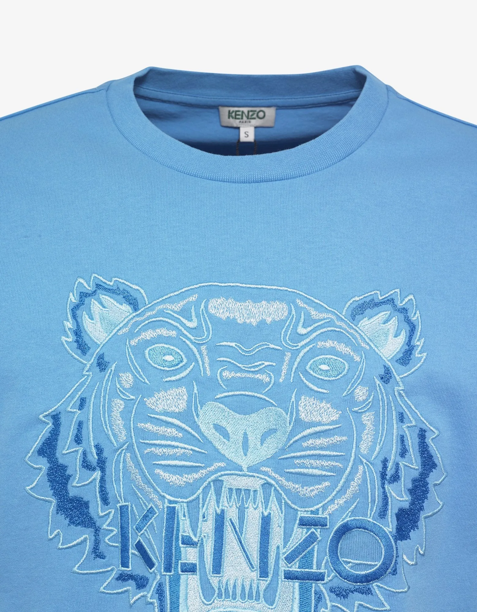 Cyan Tiger Embroidery T-Shirt -