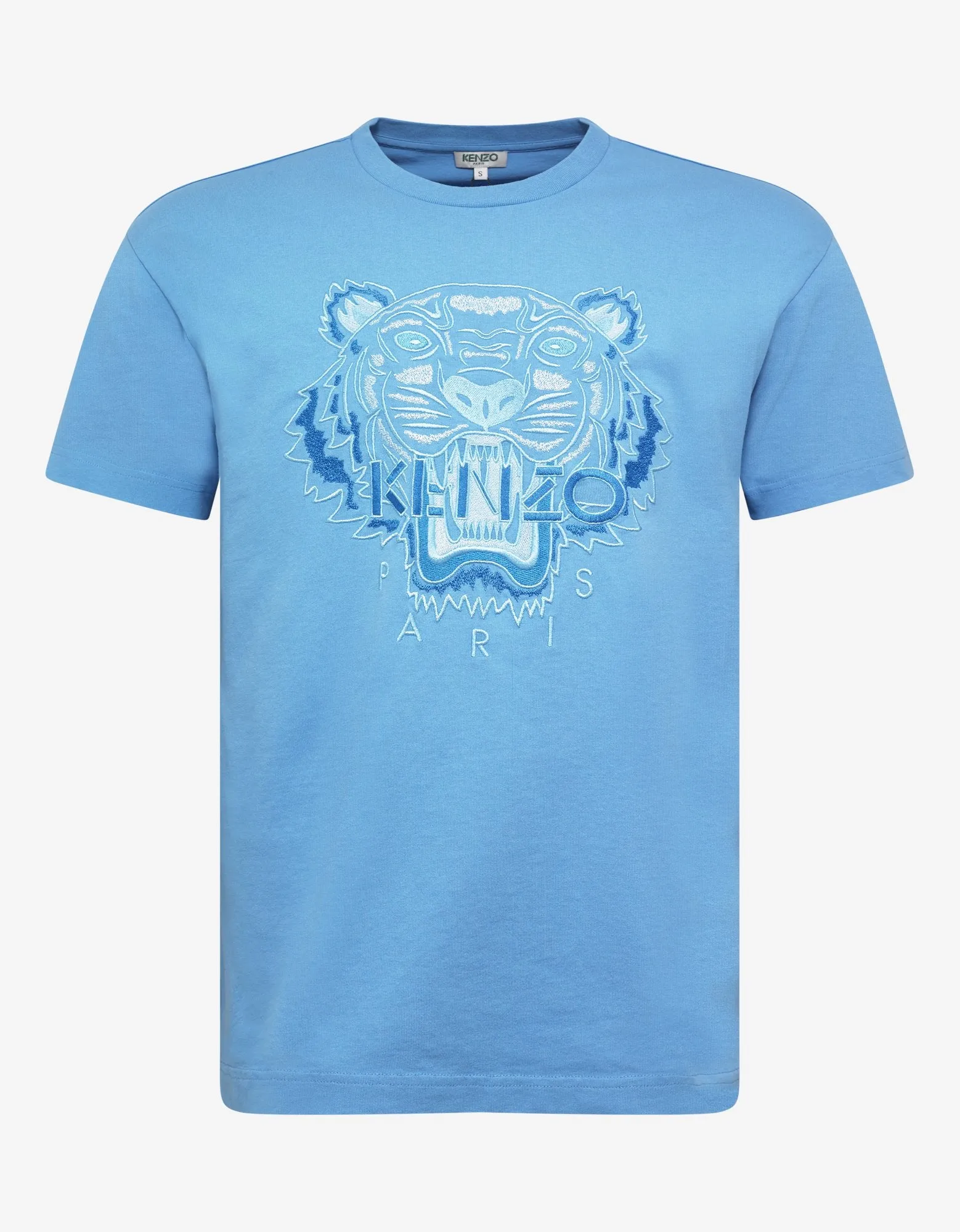 Cyan Tiger Embroidery T-Shirt