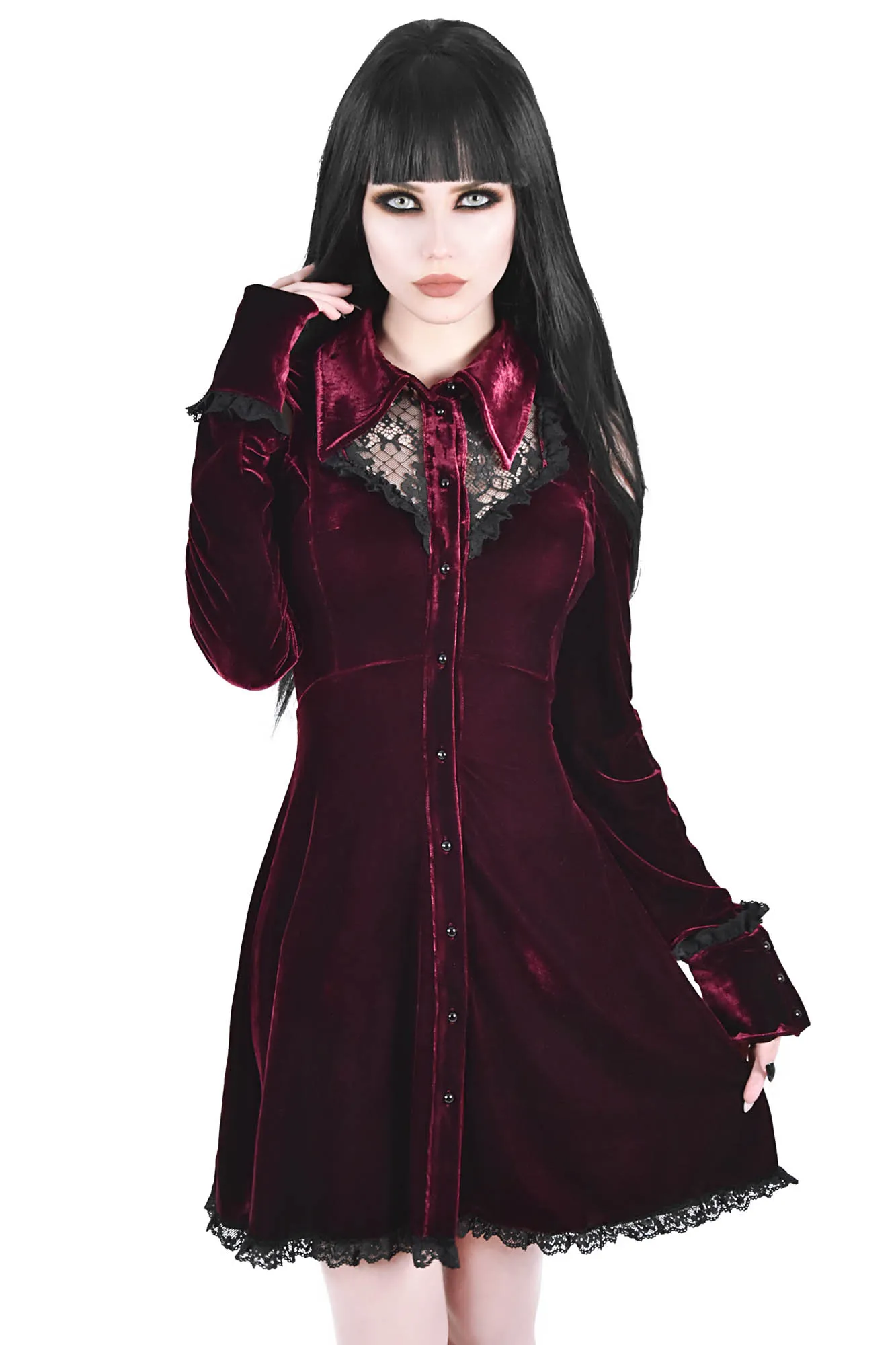 Dead Silent Shirt Dress [WINE]