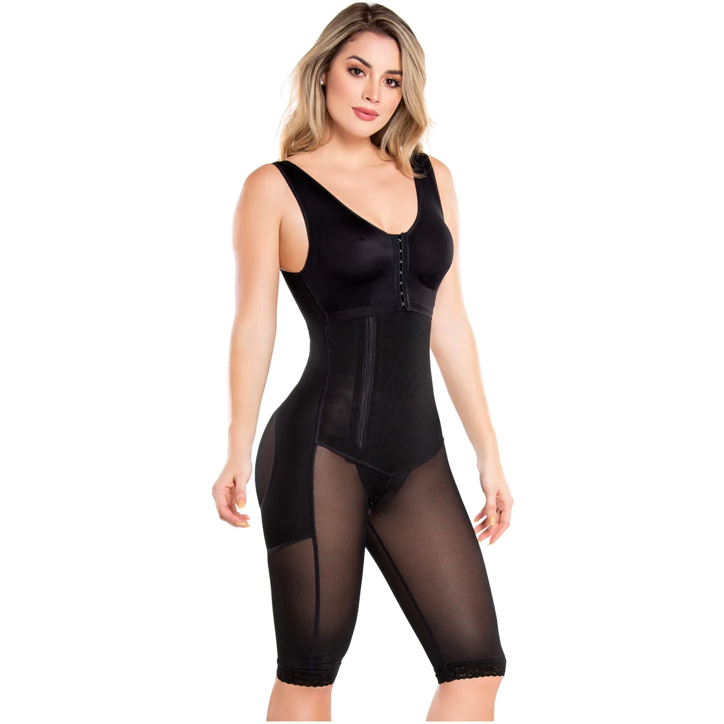 Diane & Geordi 002403 Women Postpartum Post Surgery Butt Lifter Capri Shapewear Tummy Control Knee Length Body Shaper with Bra