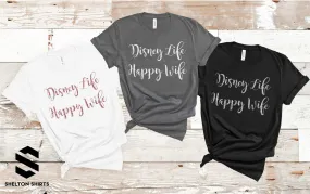 Disney Life Happy Wife Black Glitter Comfy T-Shirt