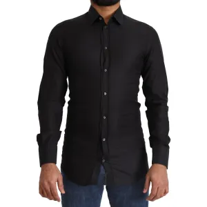 Dolce & Gabbana Elegant Black Cotton Gold Dress Shirt