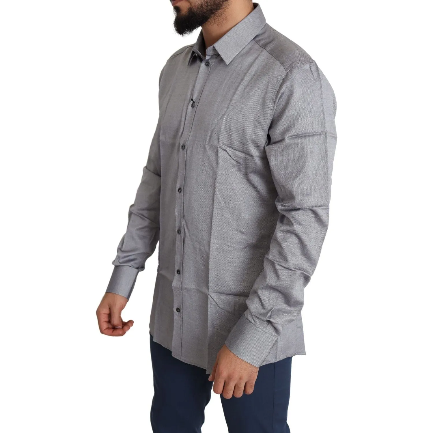 Dolce & Gabbana Elegant Gray Slim Fit Cotton Dress Shirt