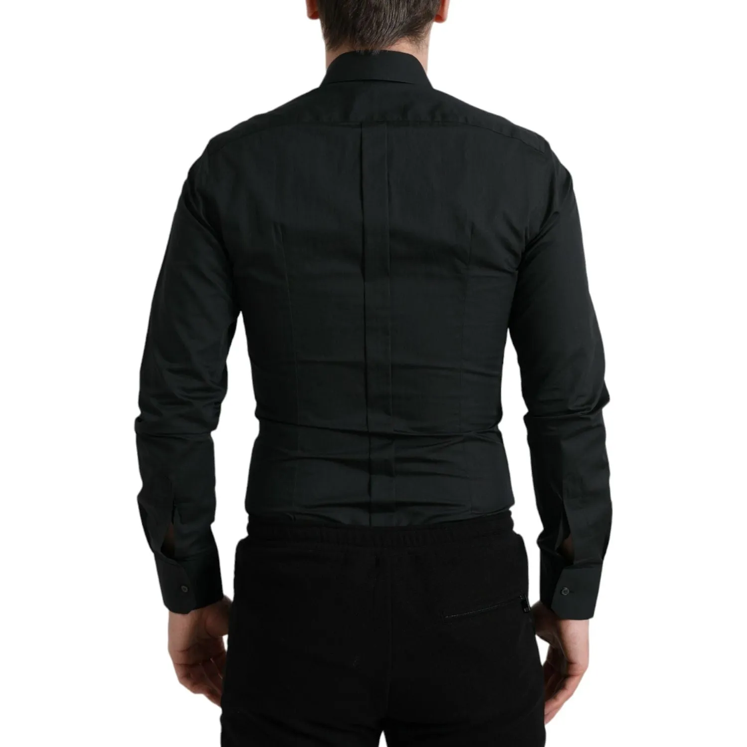 Dolce & Gabbana Elegant Slim Black Silk Blend Dress Shirt