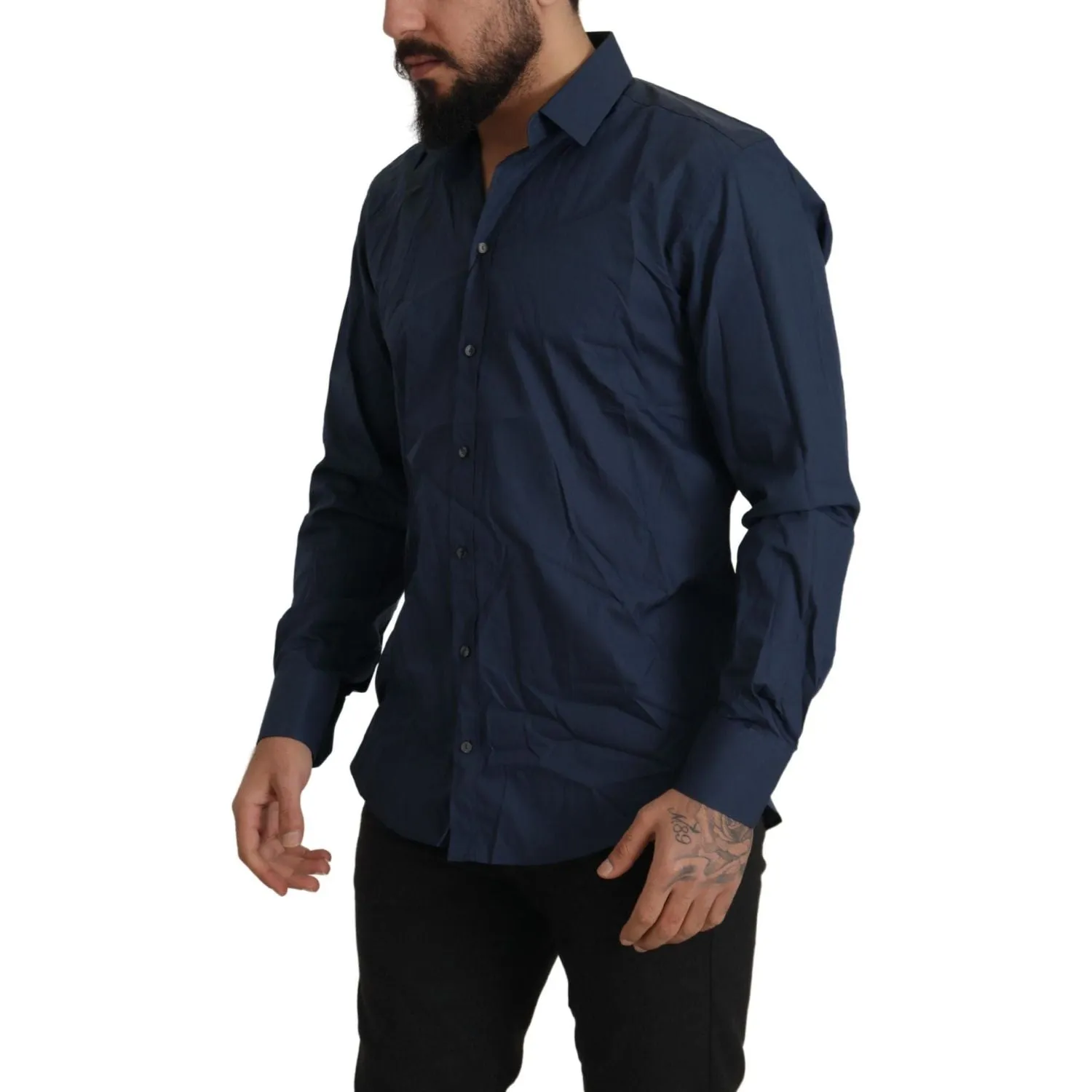 Dolce & Gabbana Elegant Slim Fit Blue Martini Dress Shirt