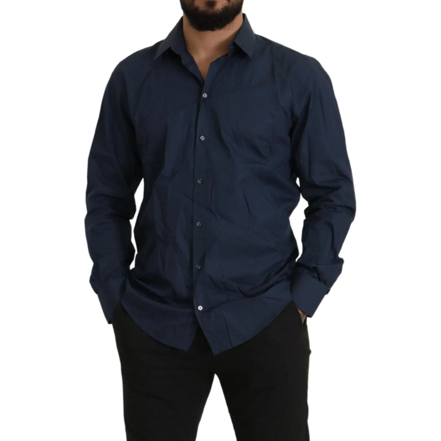 Dolce & Gabbana Elegant Slim Fit Blue Martini Dress Shirt