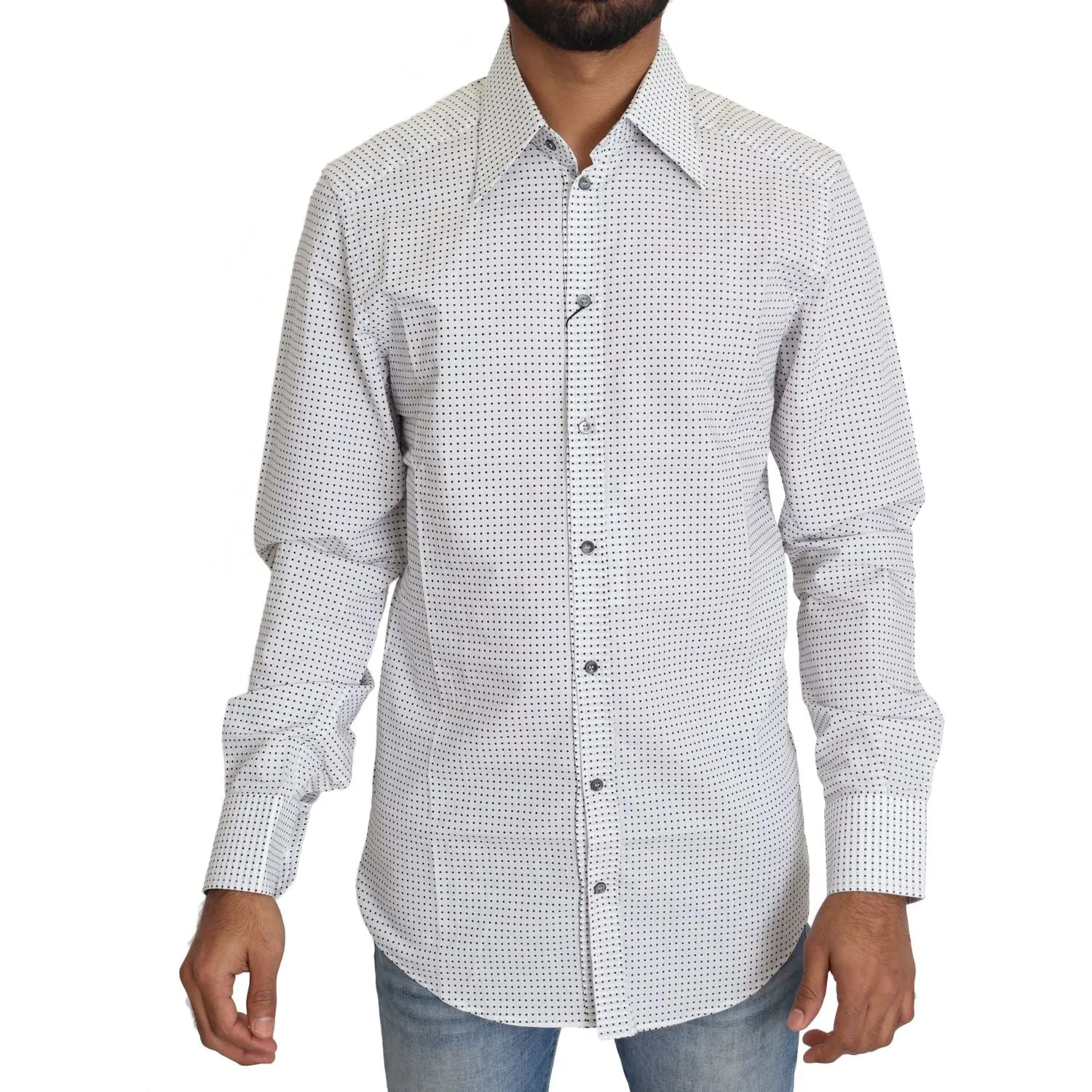 Dolce & Gabbana Elegant Slim Fit Polka Dot Dress Shirt