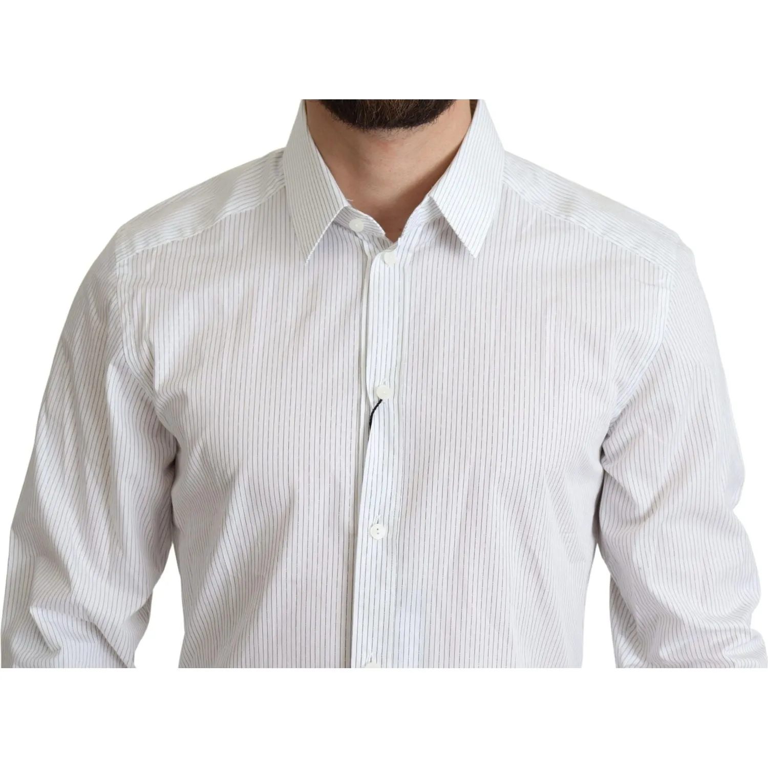 Dolce & Gabbana Elegant Striped Gold Dress Shirt