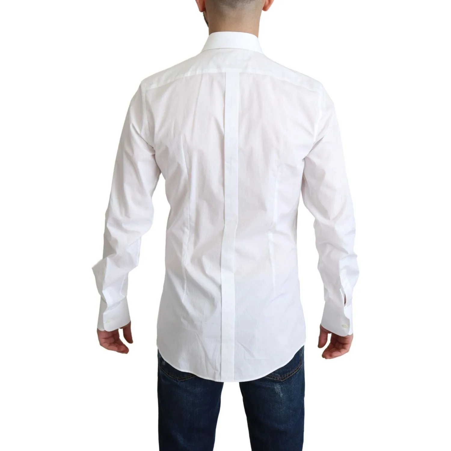 Dolce & Gabbana Elegant White Cotton Bib Dress Shirt