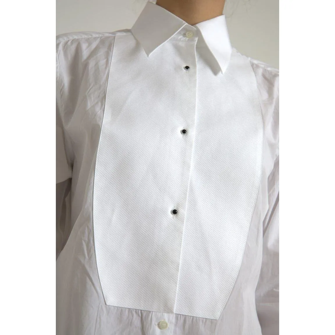 Dolce & Gabbana Elegant White Cotton Poplin Dress Shirt