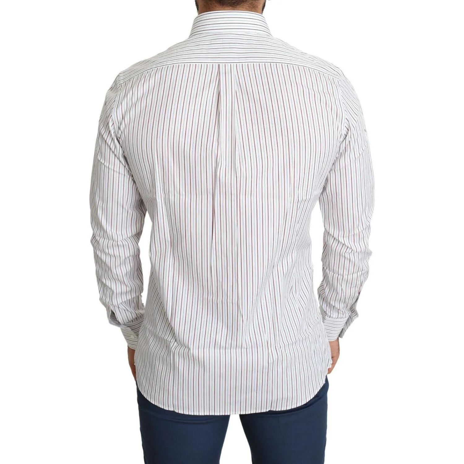 Dolce & Gabbana Elegant White Striped Cotton Dress Shirt