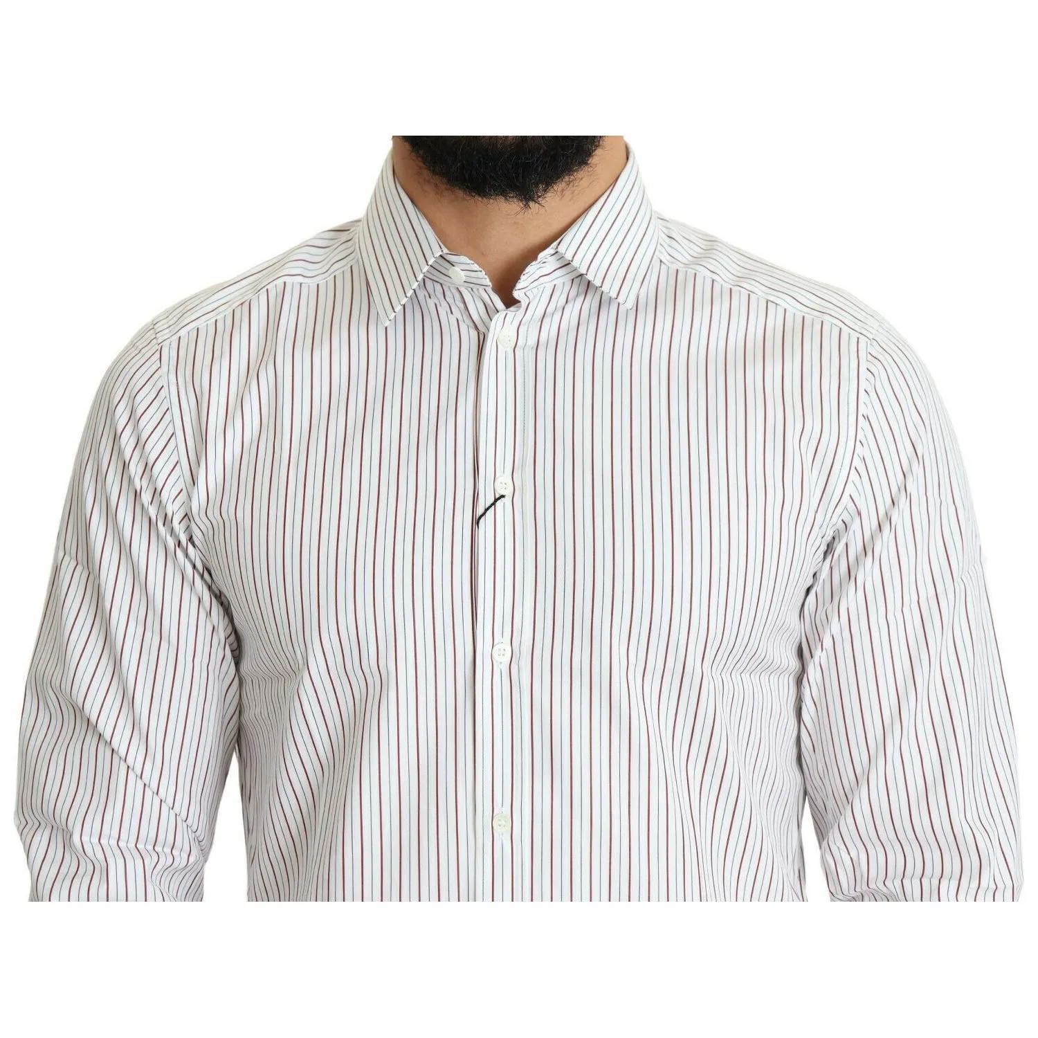 Dolce & Gabbana Elegant White Striped Cotton Dress Shirt