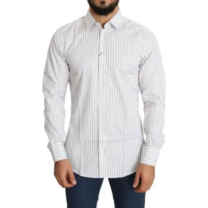 Dolce & Gabbana Elegant White Striped Cotton Dress Shirt