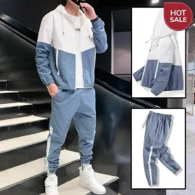 Dropshipping Patchwork Hip Hop Casual Men's Sets 2021 Korean Style 2 Piece Sets Clothes Men Streetwear Fitness Male Tracksuit