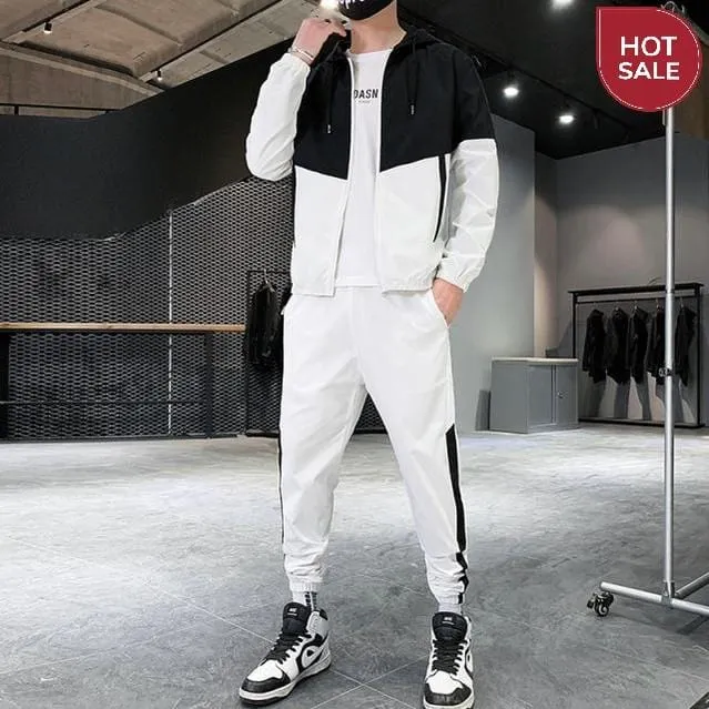 Dropshipping Patchwork Hip Hop Casual Men's Sets 2021 Korean Style 2 Piece Sets Clothes Men Streetwear Fitness Male Tracksuit