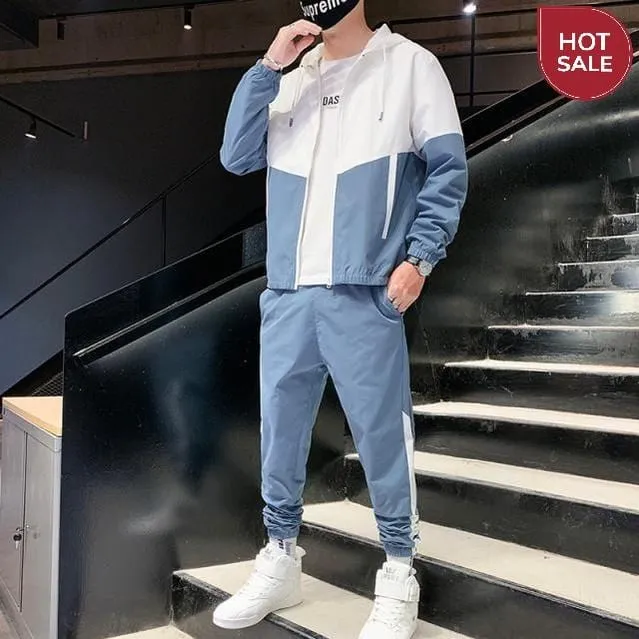 Dropshipping Patchwork Hip Hop Casual Men's Sets 2021 Korean Style 2 Piece Sets Clothes Men Streetwear Fitness Male Tracksuit