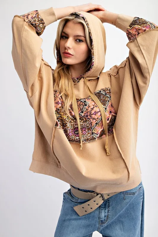 Easel Washed Hoodie Pullover Hoodie - Bambi