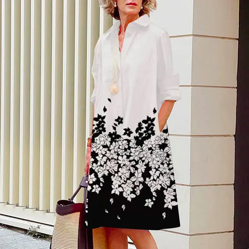 Elegant Dress Printing Prom Luxury Shirt Dress