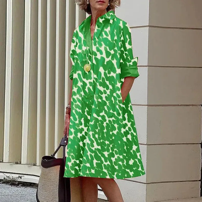 Elegant Dress Printing Prom Luxury Shirt Dress