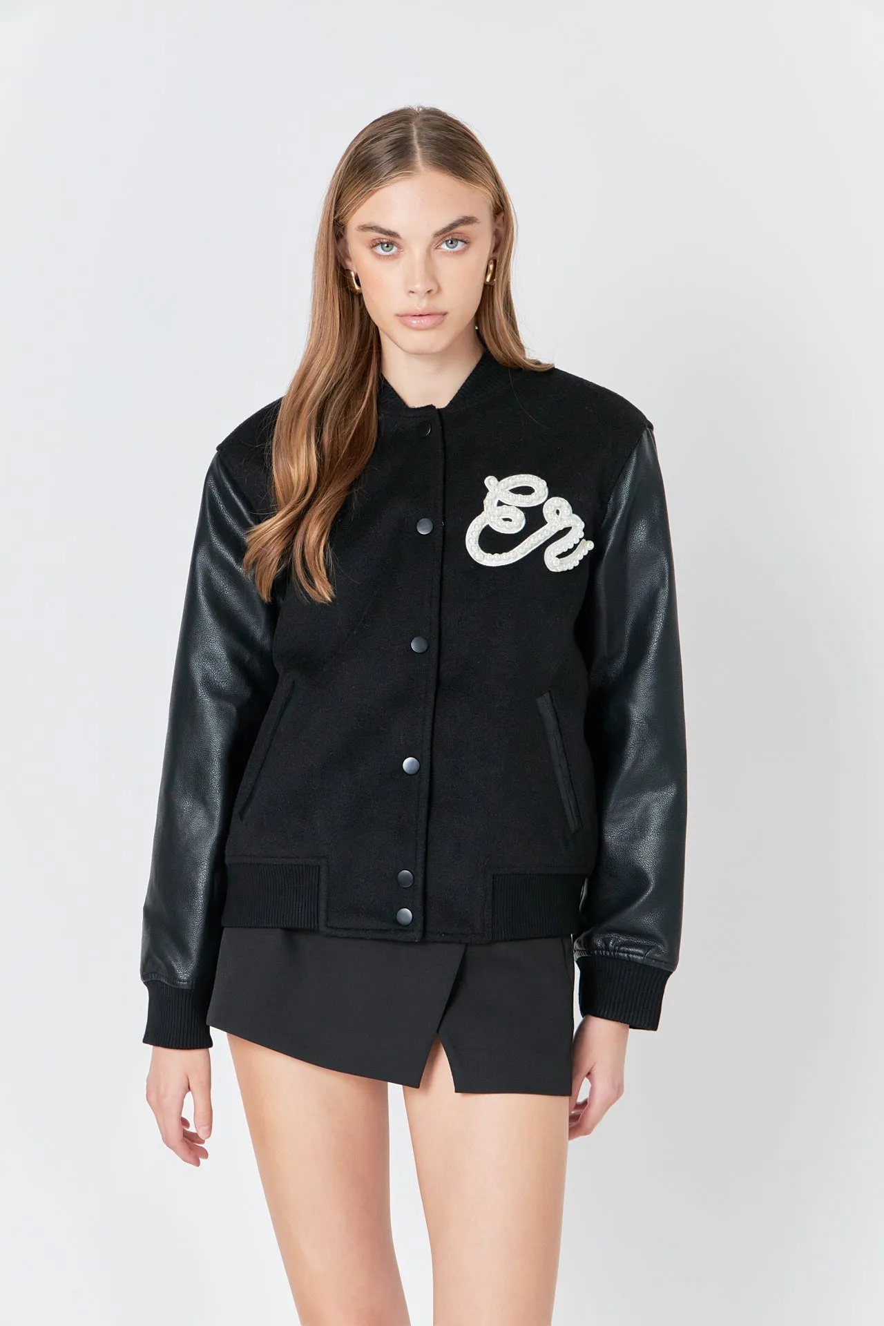 Endless Rose - Pearl Trim Bomber Jacket