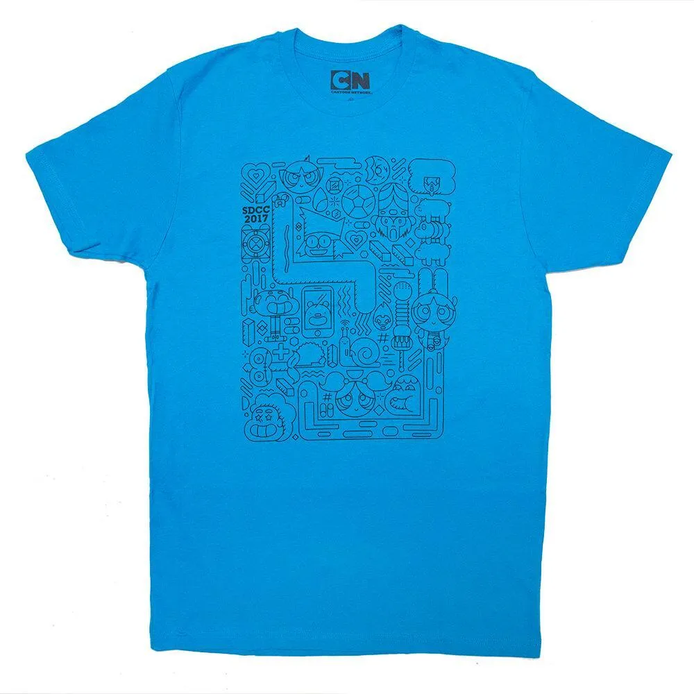 Exclusive San Diego Comic-Con 2017 Line Art Cyan Adult Shirt