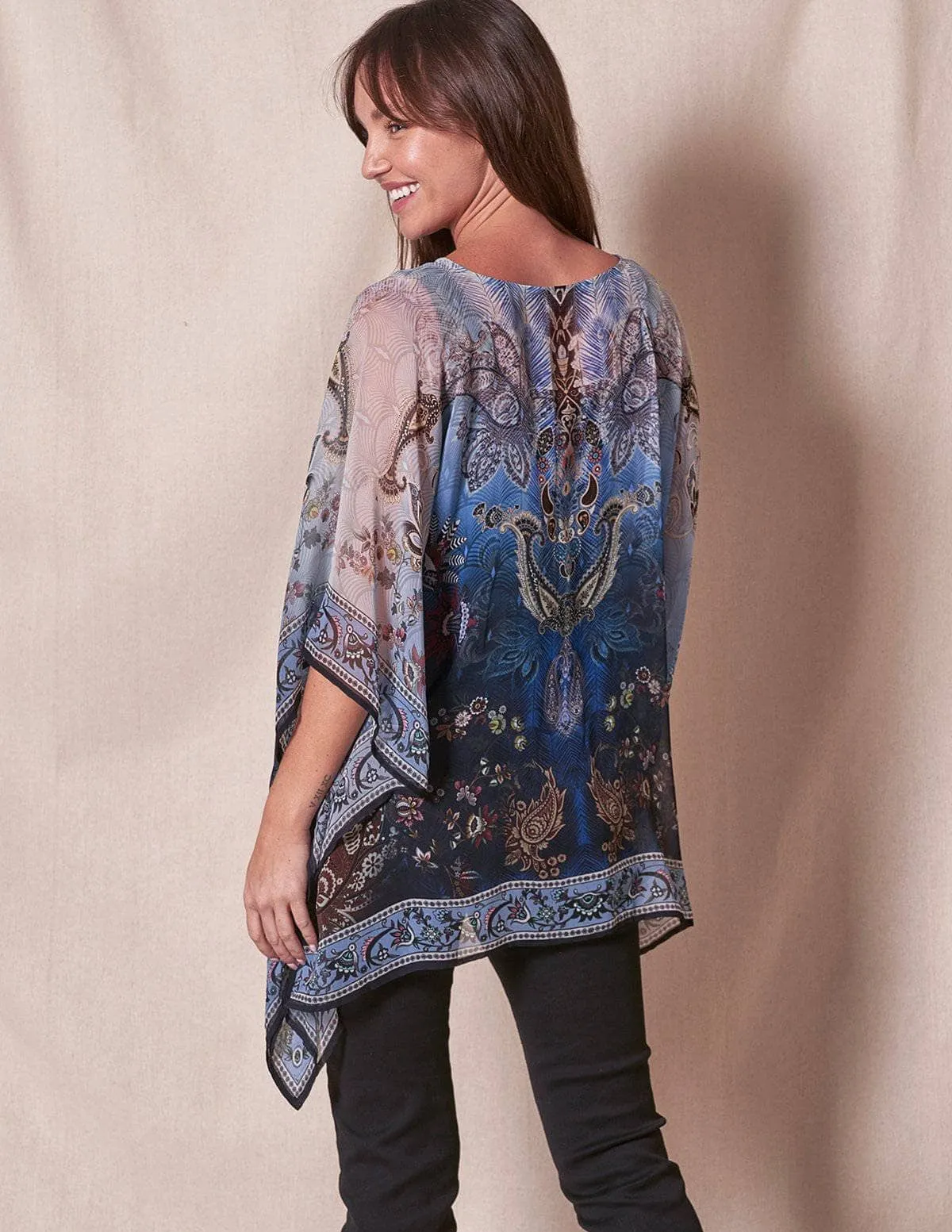 Fair Trade Leilani Flowy Tunic - Blue Shadow