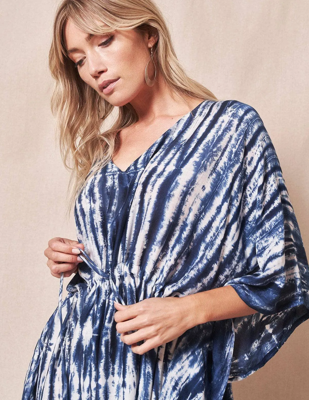 Fair Trade Tie-Dye Kaftan - Indigo - As-Is-Clearance