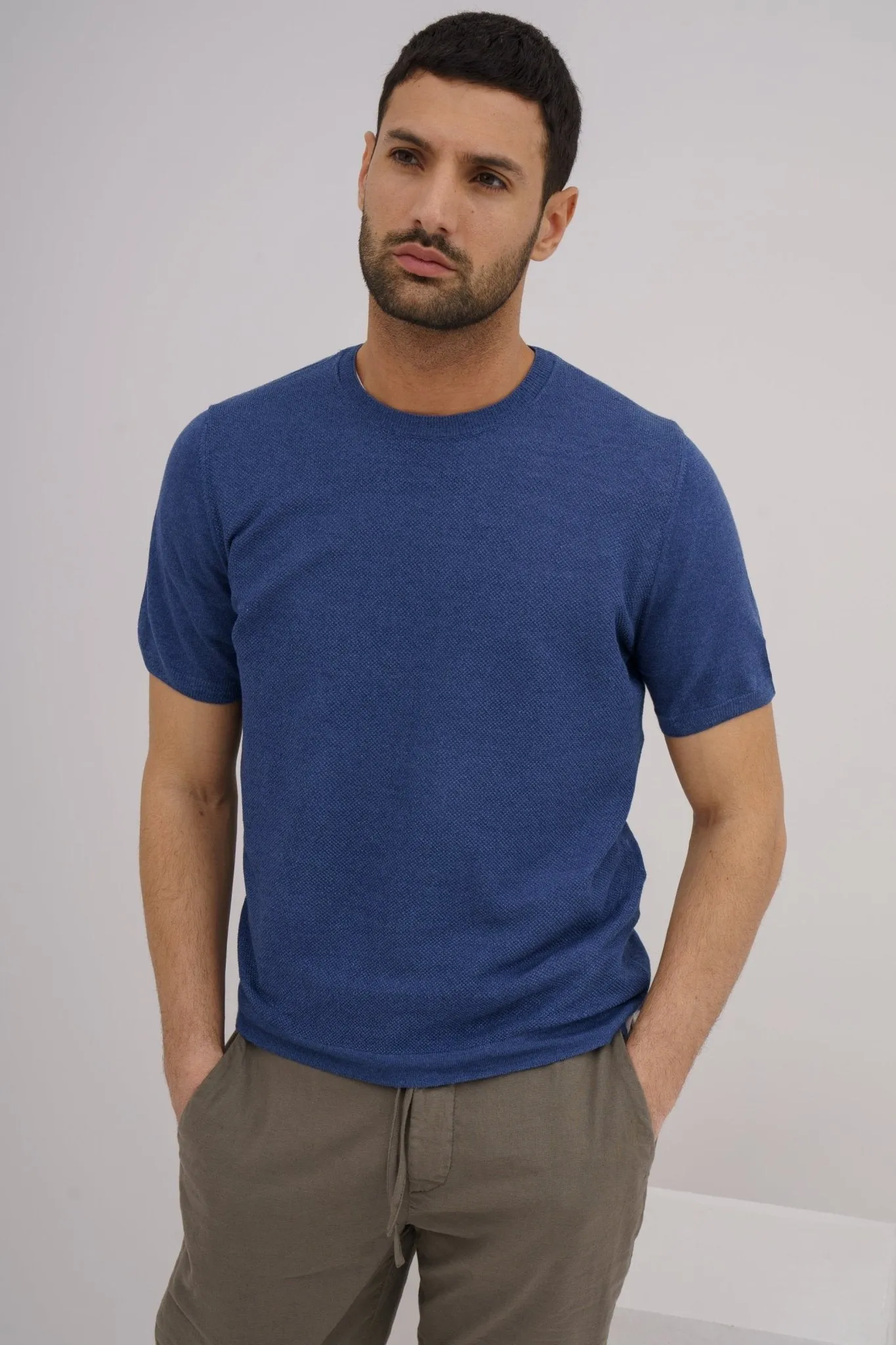 Ferrante Short Sleeve Plain T Shirt JEAN