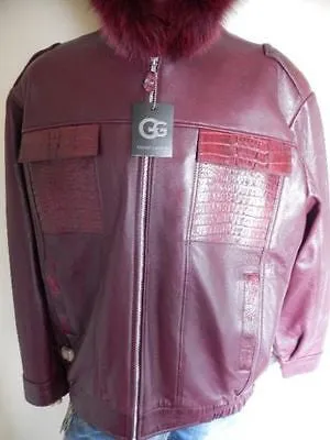 G-Gator - Wine Horn-back Crocodile & Fox Fur Jacket