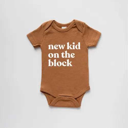 Gladfolk New Kid On The Block Organic Baby Bodysuit - Camel