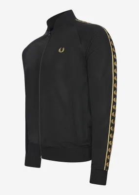 Gold tape bomber track jacket - black