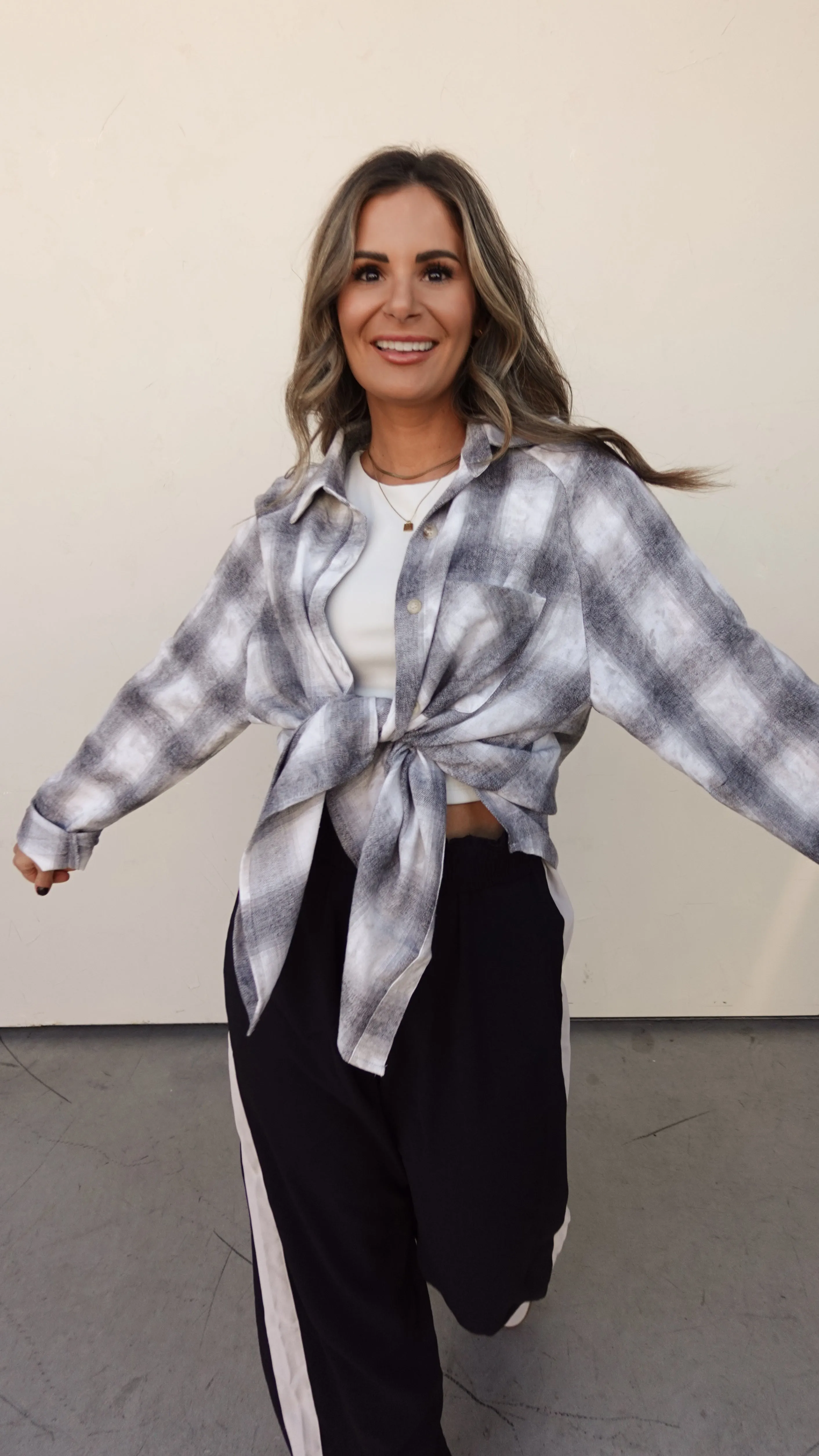 Gray Plaid Button-Down Flannel