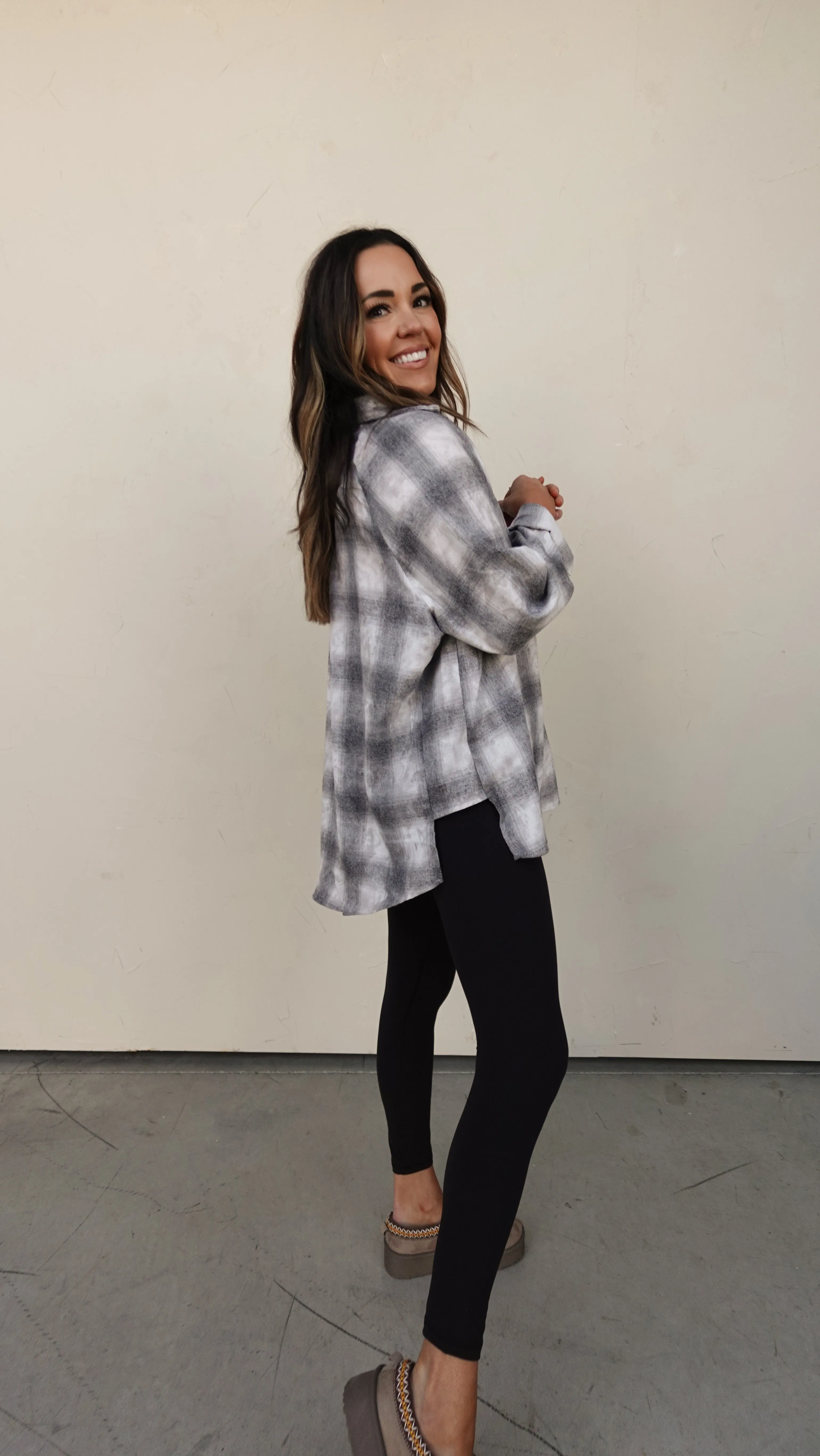 Gray Plaid Button-Down Flannel