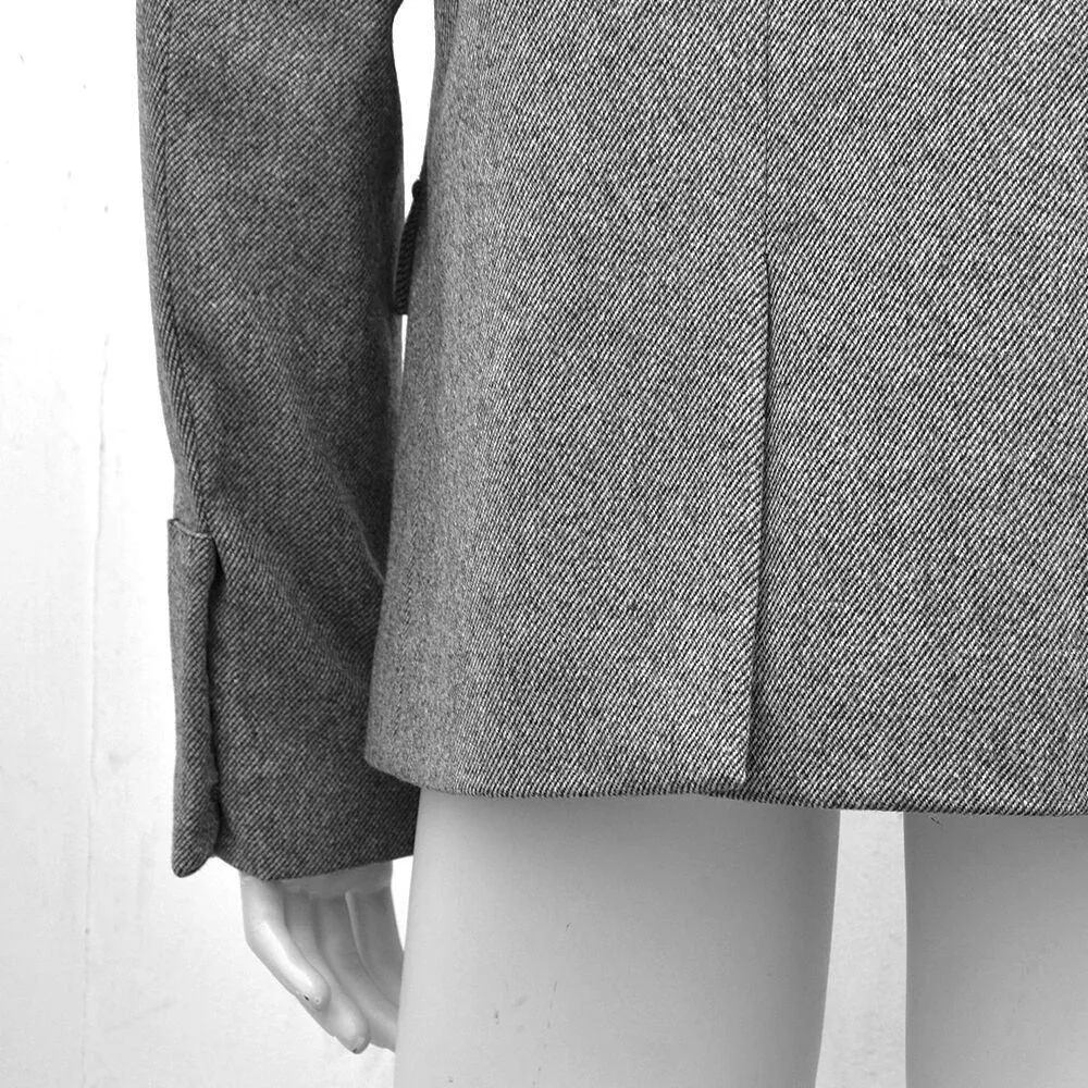 Grey Zip Casual Warm Wool Tweed Jacket Coat