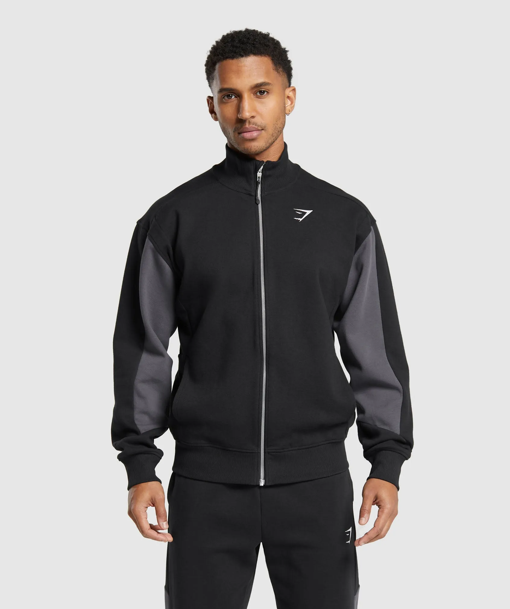 Gymshark Pique Track Jacket - Black/Onyx Grey