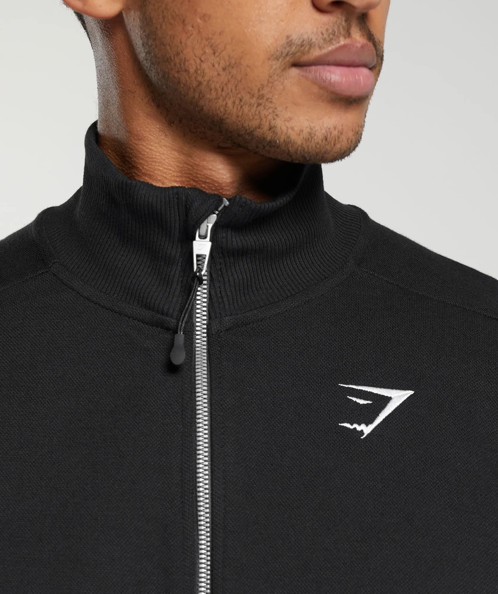 Gymshark Pique Track Jacket - Black/Onyx Grey