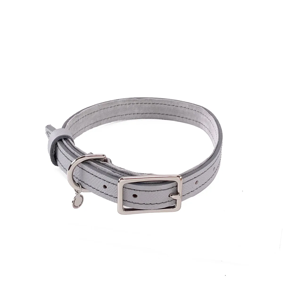 Hadley Classic Leather Dog Collar Pearl Grey