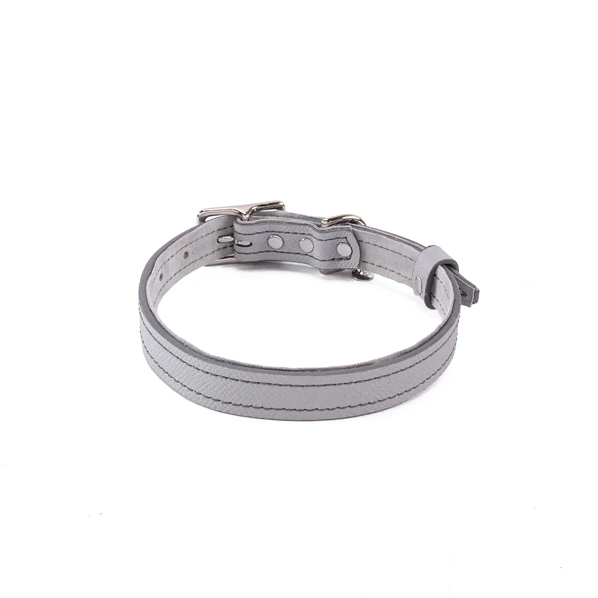 Hadley Classic Leather Dog Collar Pearl Grey