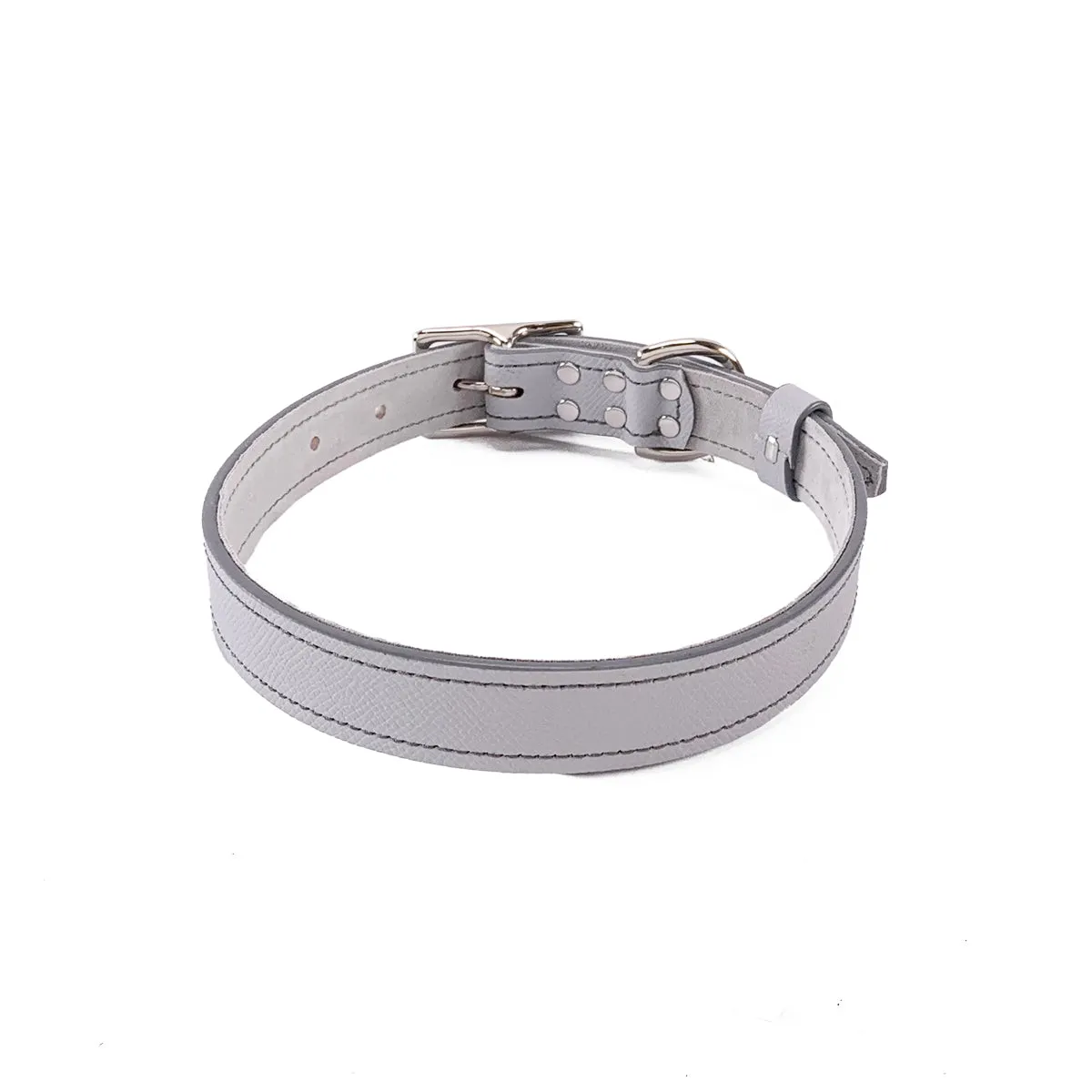 Hadley Classic Leather Dog Collar Pearl Grey