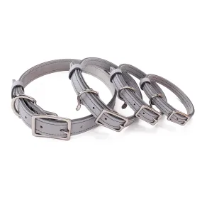 Hadley Classic Leather Dog Collar Pearl Grey