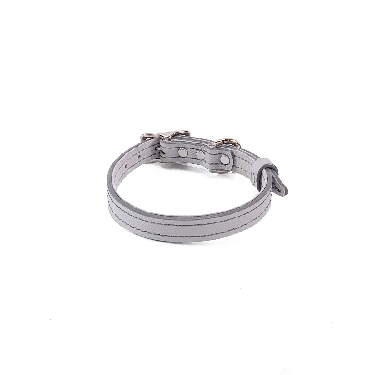 Hadley Classic Leather Dog Collar Pearl Grey