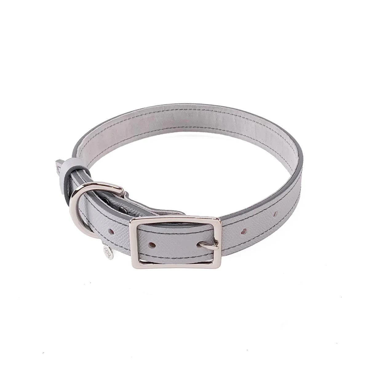 Hadley Classic Leather Dog Collar Pearl Grey