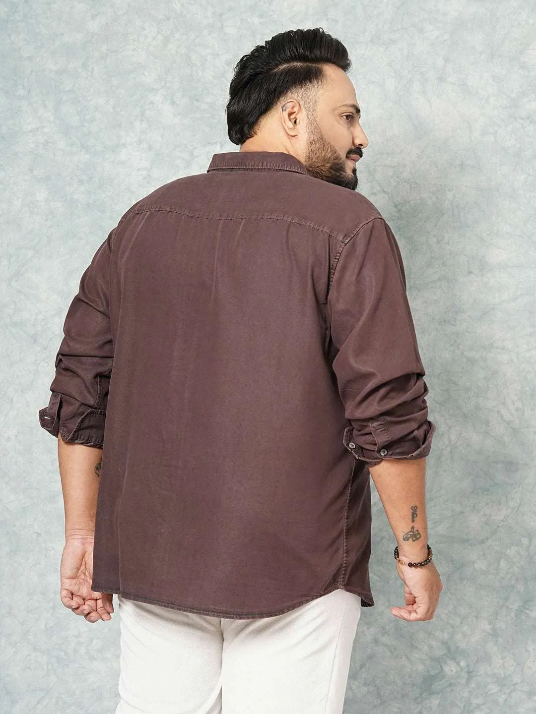 Hardsoda Men Purple Plus Size Solid Casual Shirt