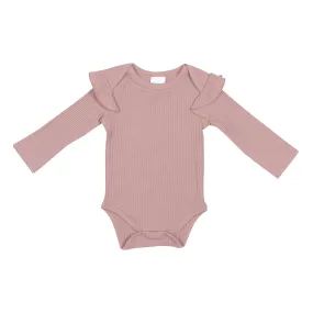 hi-hop Ruffle Long Sleeve Ribbed Bodysuit