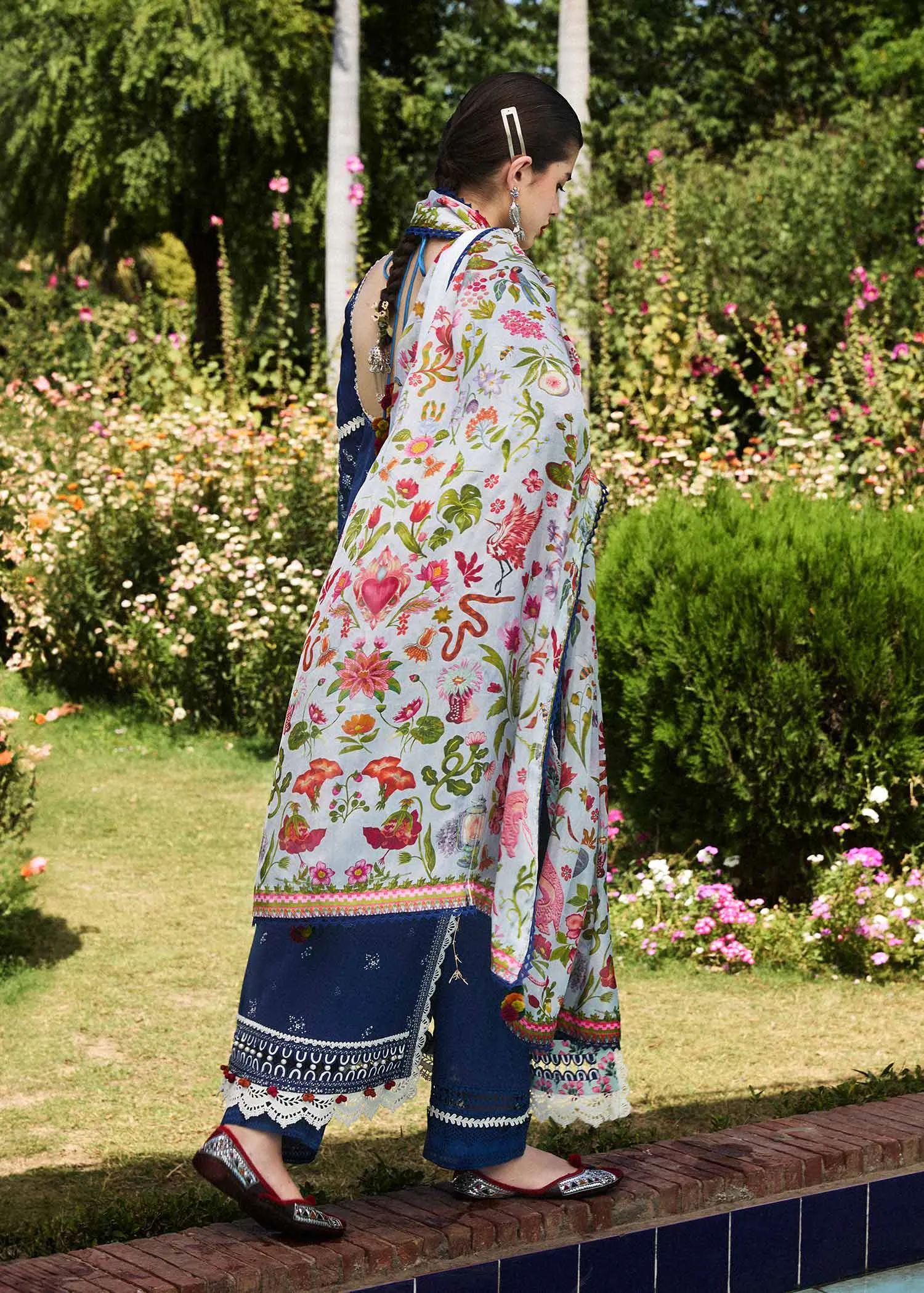 Hussain Rehar Spring/Summer Luxury Lawn – Cyan