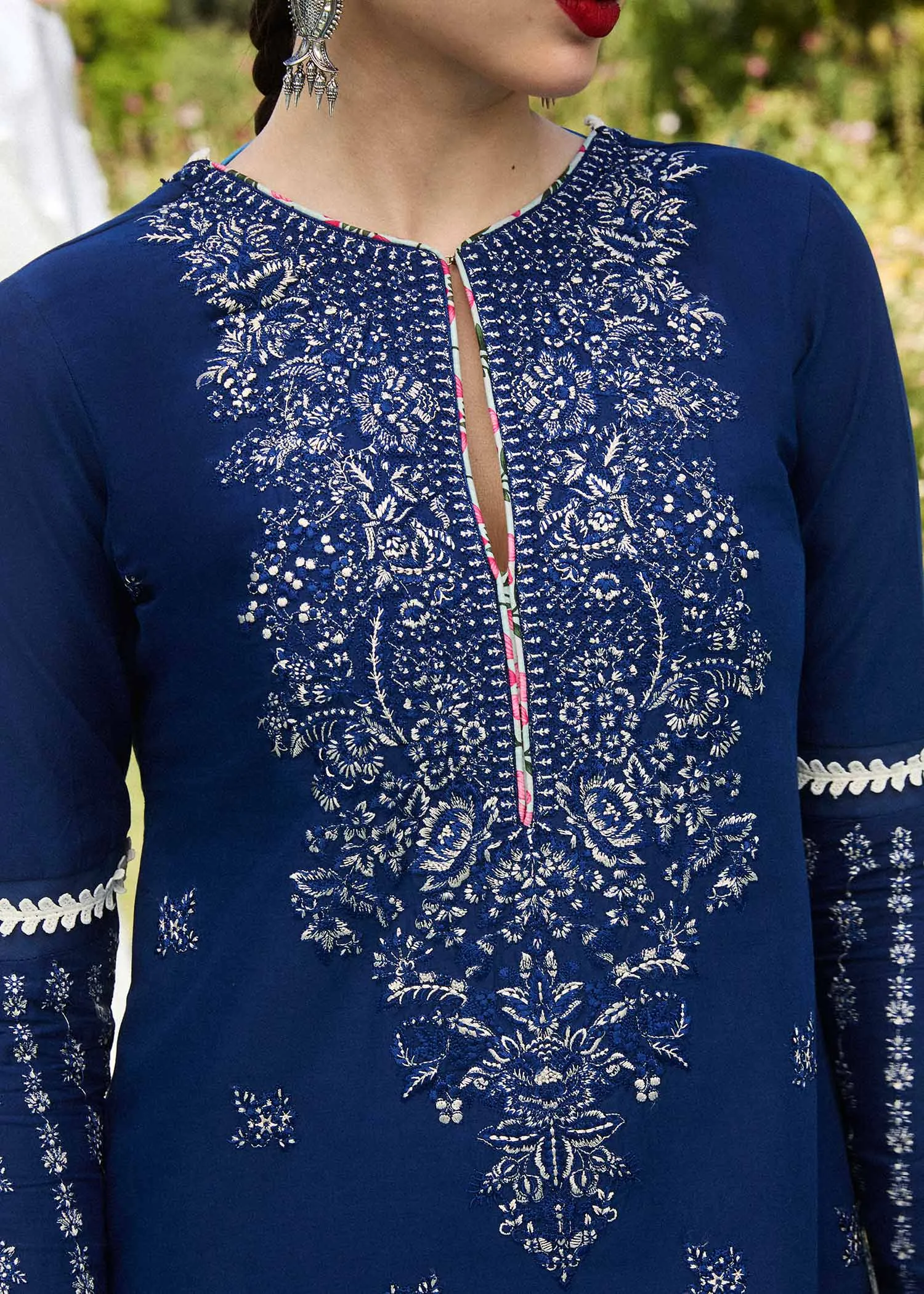 Hussain Rehar Spring/Summer Luxury Lawn – Cyan